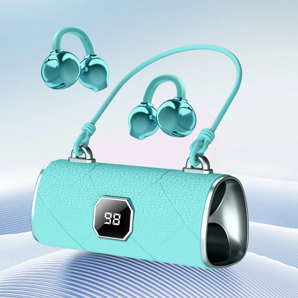 Open Ear Wireless Earphones With Mics Sports Ear Clip on Earbuds Touch Control LED Power Display Bluetooth 5.4 OWS Headphones