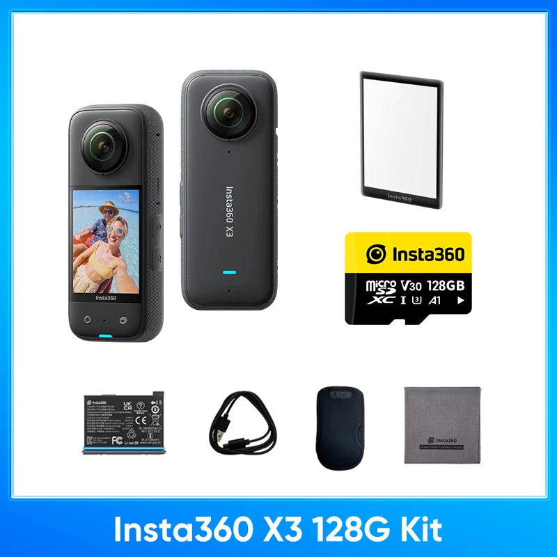 Insta360 X3 – A Waterproof 360-Degree Action Camera Featuring 1/2-Inch 48MP Sensors, 5.7K 360 Active HDR Video Resolution, 72MP