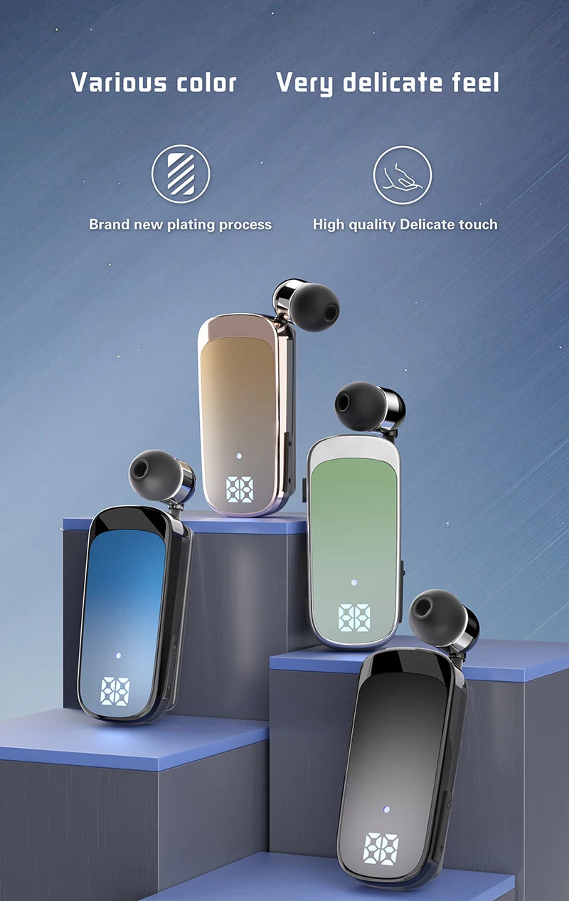 # K65 Lavalier Business Bluetooth 5.2 Headset Talk/Music Time 20 Hours LED Digital Display Noice Cancelling Wireless Earphones