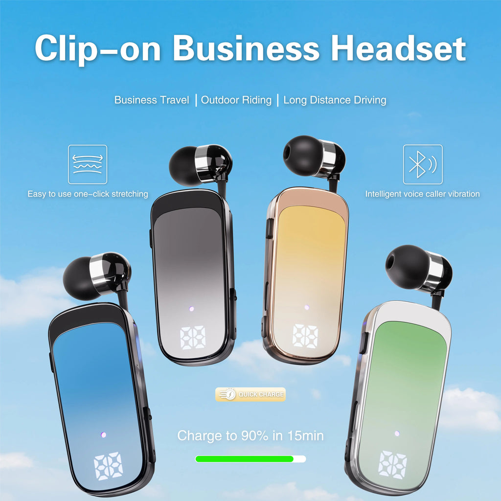 # K65 Lavalier Business Bluetooth 5.2 Headset Talk/Music Time 20 Hours LED Digital Display Noice Cancelling Wireless Earphones