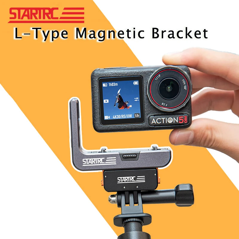 STARTRC For DJI Action 5 Pro L-Type Quick Release Bracket Osmo 4/3 Magnetic Base Horizontal Shot Vertical Shot Stand Accessories