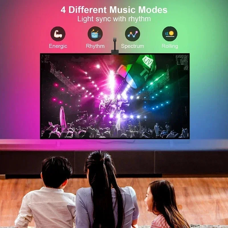 Smart Tv Led Backlight With Camera 5V Usb Rgbic Led Tv Screen Synchronized Ambilight 3.8M 5M App Remote Control For Gaming Room