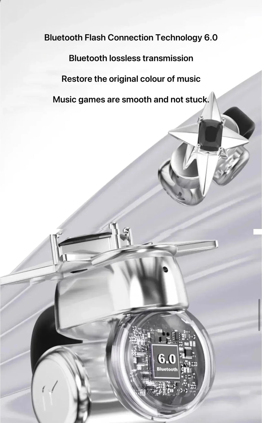 ERDU headphones Bluetooth ear clip magnetic jewelry headphones automatic noise reduction sports wireless 360 ° surround sound