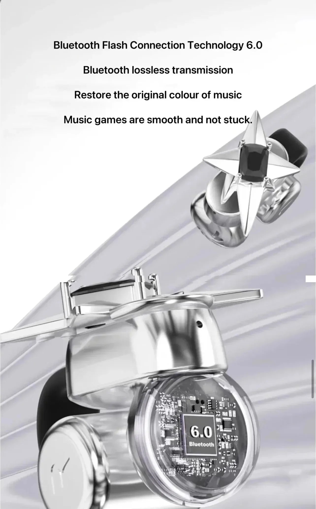 ERDU headphones Bluetooth ear clip magnetic jewelry headphones automatic noise reduction sports wireless 360 ° surround sound