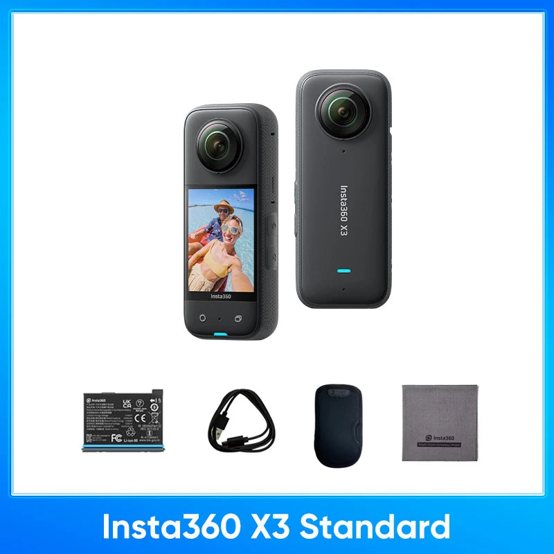 Insta360 X3 – A Waterproof 360-Degree Action Camera Featuring 1/2-Inch 48MP Sensors, 5.7K 360 Active HDR Video Resolution, 72MP