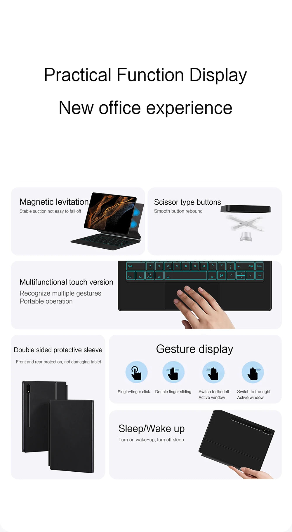 Magic Keyboard For Samsung Galaxy Tab S8 Ultra S10 S9 14.6 Inch S8U Tablet Magnetic Book Cover Case X900 X906 Backlight Touchpad