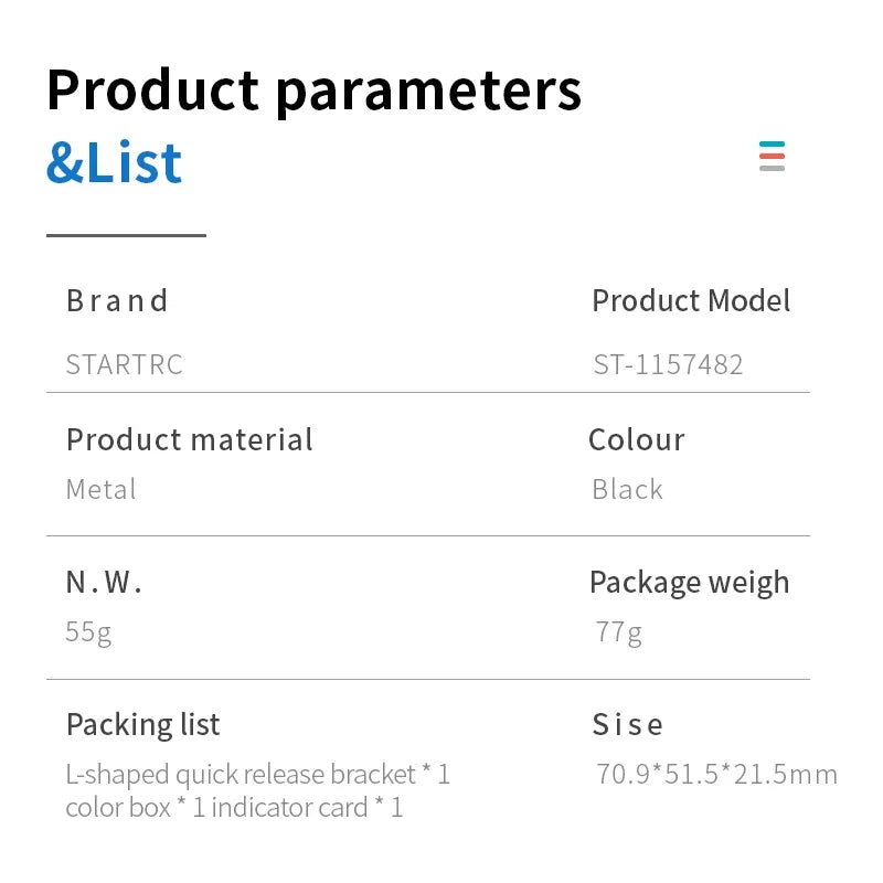 STARTRC For DJI Action 5 Pro L-Type Quick Release Bracket Osmo 4/3 Magnetic Base Horizontal Shot Vertical Shot Stand Accessories