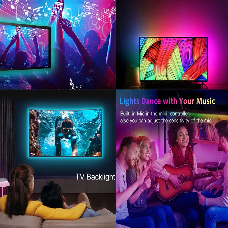 5V RGB 5050 LED Light Strip USB Infrared Remote Control Flexible Lamp Tape Ribbon Diode For Festival Party TV Desk Bedroom