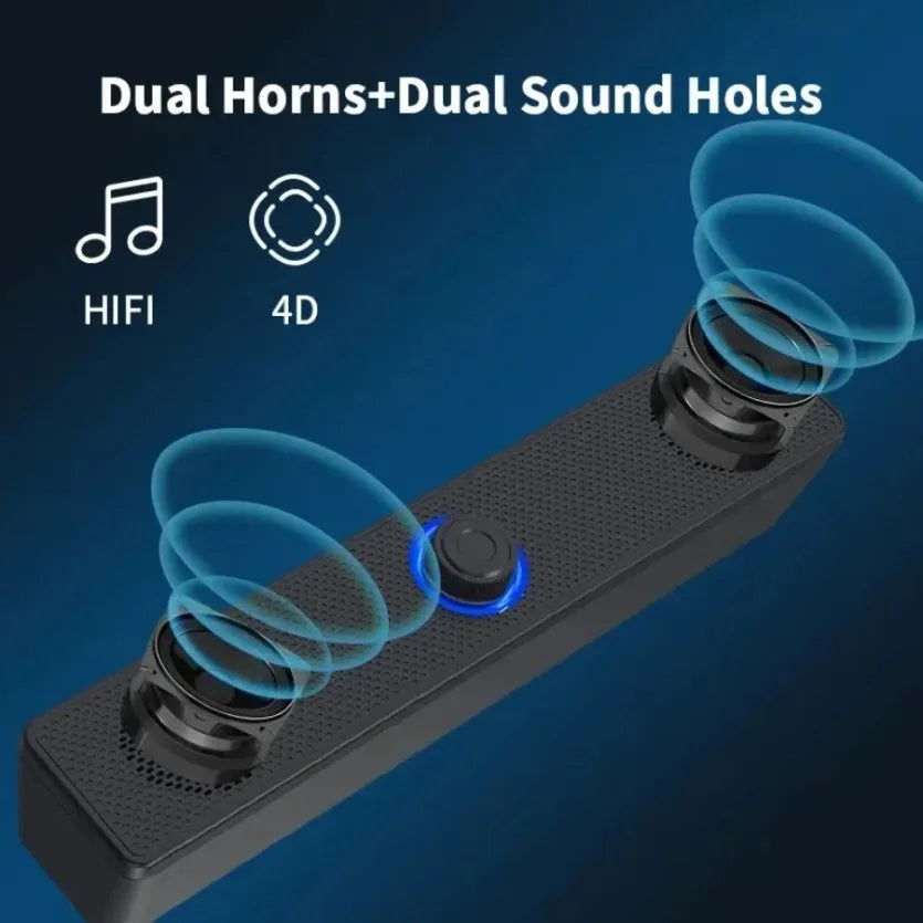 XIKCU Wireless Bluetooth and PC Soundbar Wired Speaker USB Powered Soundbar for TV Pc Laptop Home Theater Surround Audio System
