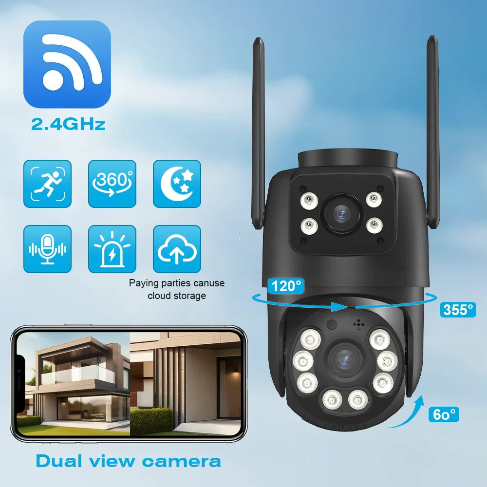 BELIA 4K 8MP WiFi Surveillance Camera,4X Digital Zoom,  PTZ IP Camera ONVIF Dual Lens, AI Human Detect, Outdoor Security ICSEE