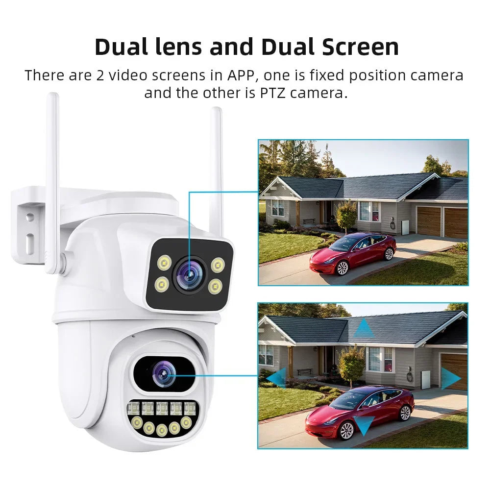 5GHz WiFi 5K 10MP Dual Lens AI Human Detection Outdoor Security PTZ IP Camera with Intercom CCTV Cam
