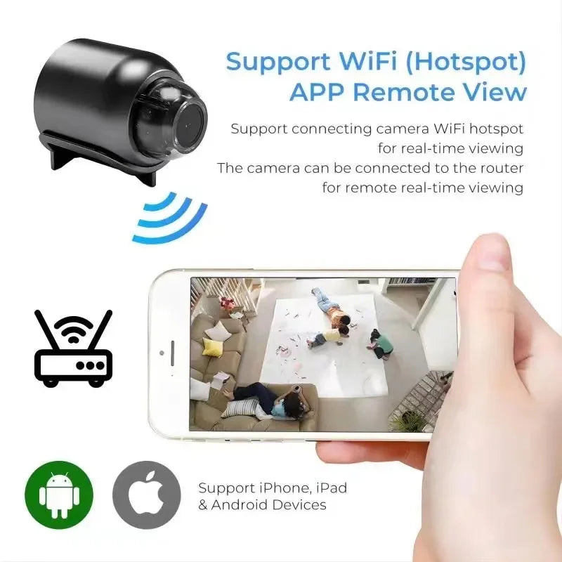 1080P HD Mini Camera Wifi IP Smart Home Indoor Night Vision AI Human Camcorder Audio Video Wireless Security Surveillance Camera