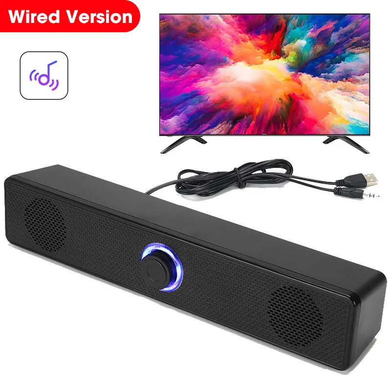 XIKCU Wireless Bluetooth and PC Soundbar Wired Speaker USB Powered Soundbar for TV Pc Laptop Home Theater Surround Audio System