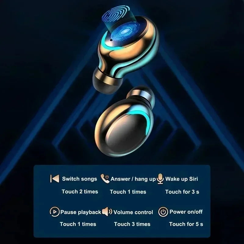TWS Bluetooth Headphones 9D Stereo High Bass Sport Earphones Handfree Touch Control Tws Wireless Earbuds Waterproof Headset