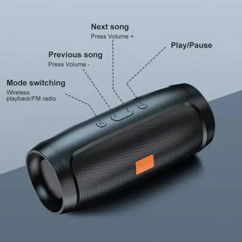 Portable Subwoofer Bluetooth Speakers Support FM Radio TF Card Outdoor Stereo Surround Waterproof Loudspeaker Wireless Sound Box