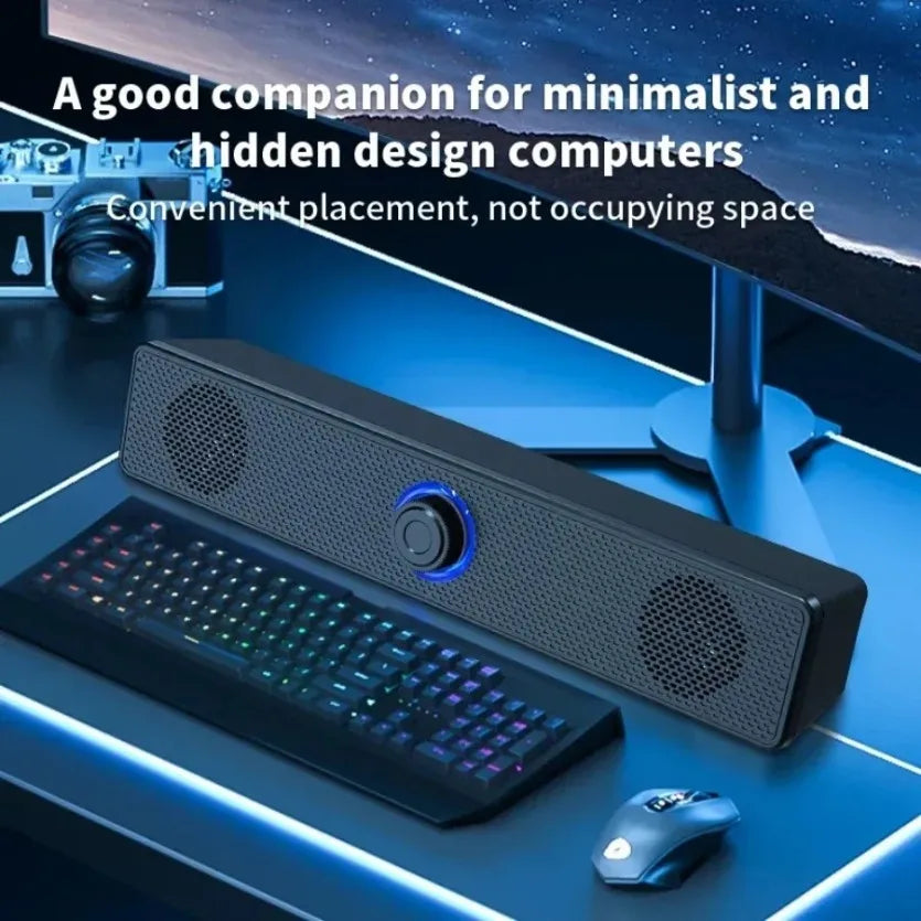 XIKCU Wireless Bluetooth and PC Soundbar Wired Speaker USB Powered Soundbar for TV Pc Laptop Home Theater Surround Audio System