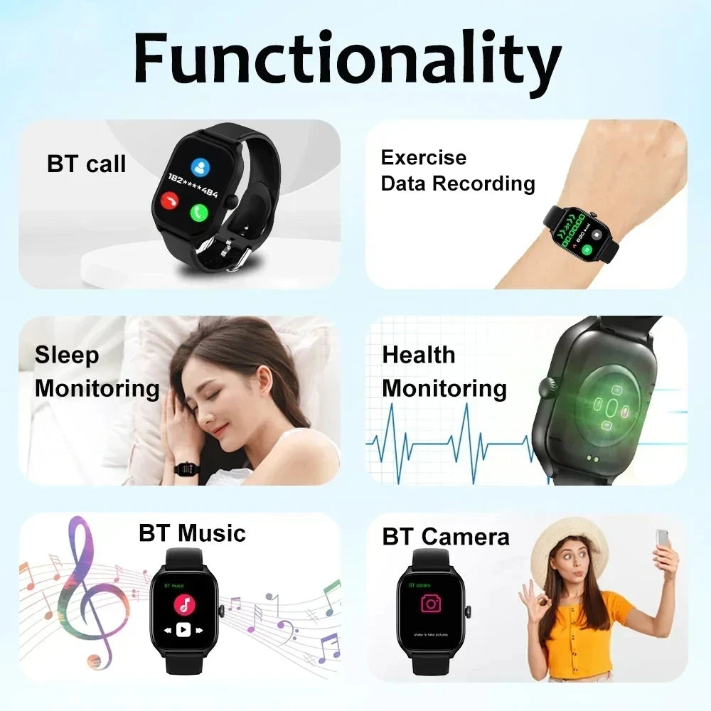 H9 Smartwatch Dial Answer Calls Calorie Tracking Heart Rate Monitoring Music Playback Bluetooth Men Smart Watch Woman Step Count