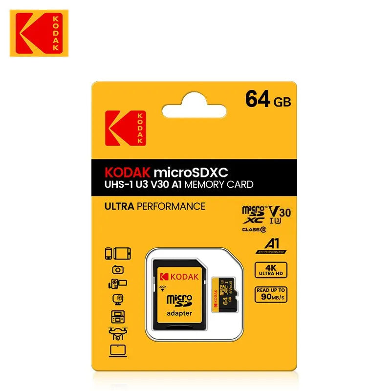 Kodak Micro SD Card 64GB 32GB Memory Card 512GB 256GB 128GB MicroSDXC Class10 SD Memory Card 100MB/s Original TF Flash Card U3